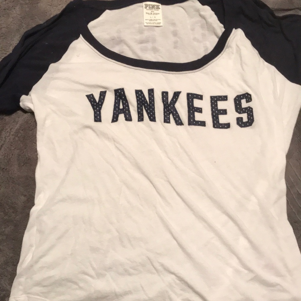 PINK Yankees baseball tee shirt